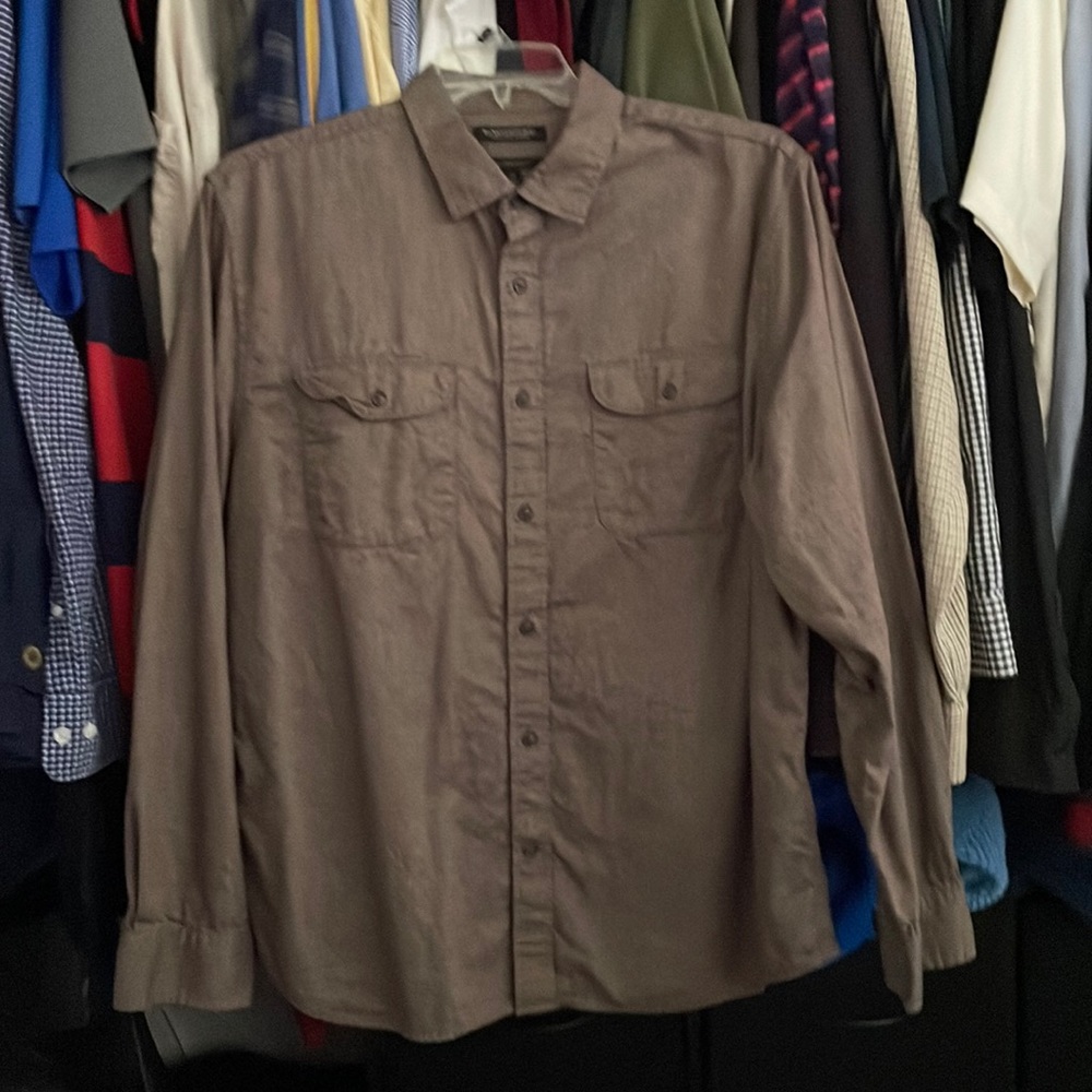 Banana Republic slim fit untucked light brown flannel mens size XL